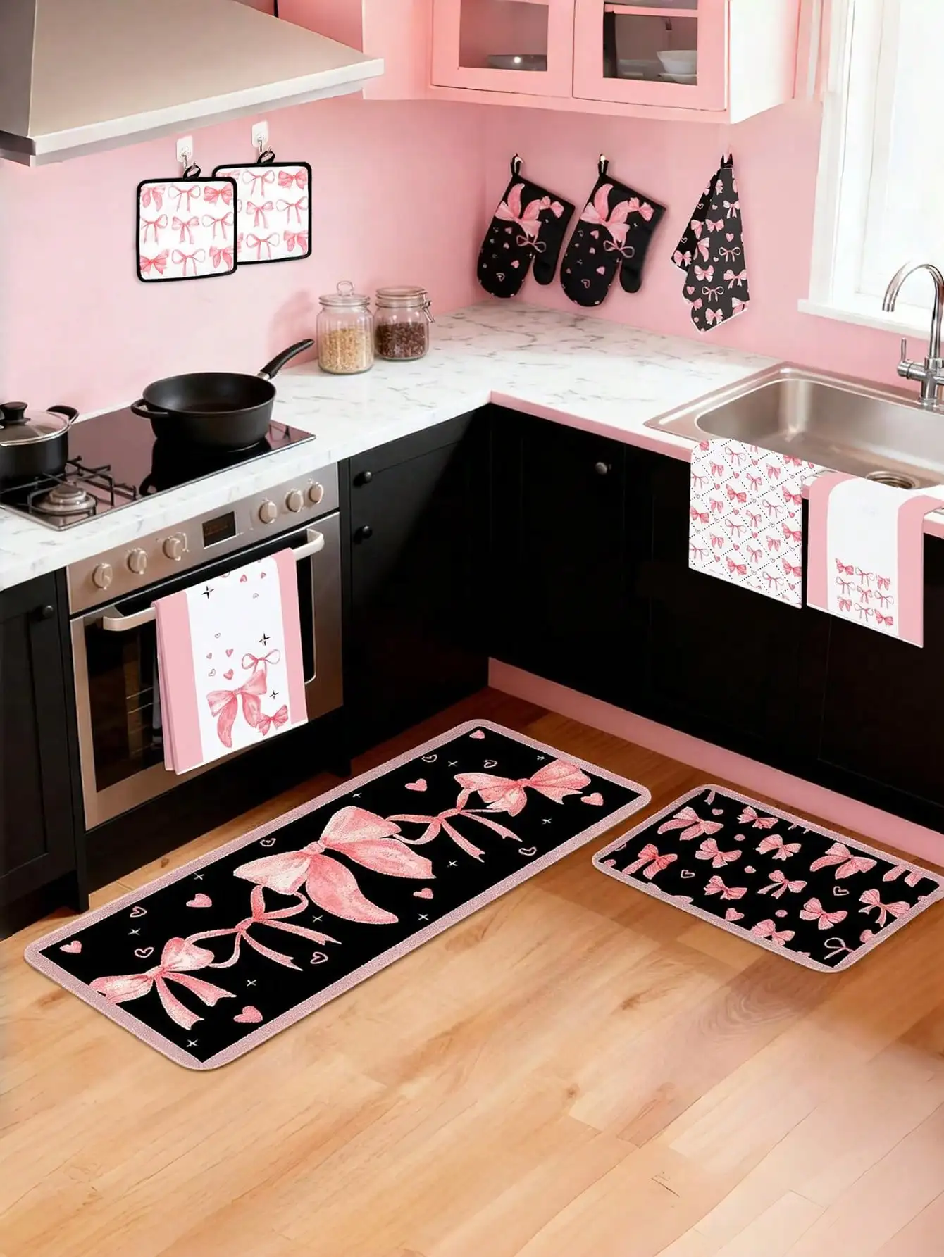 10PCS Pink Bow Kitchen Accesso - Baking Kitchen Set 评论和价格