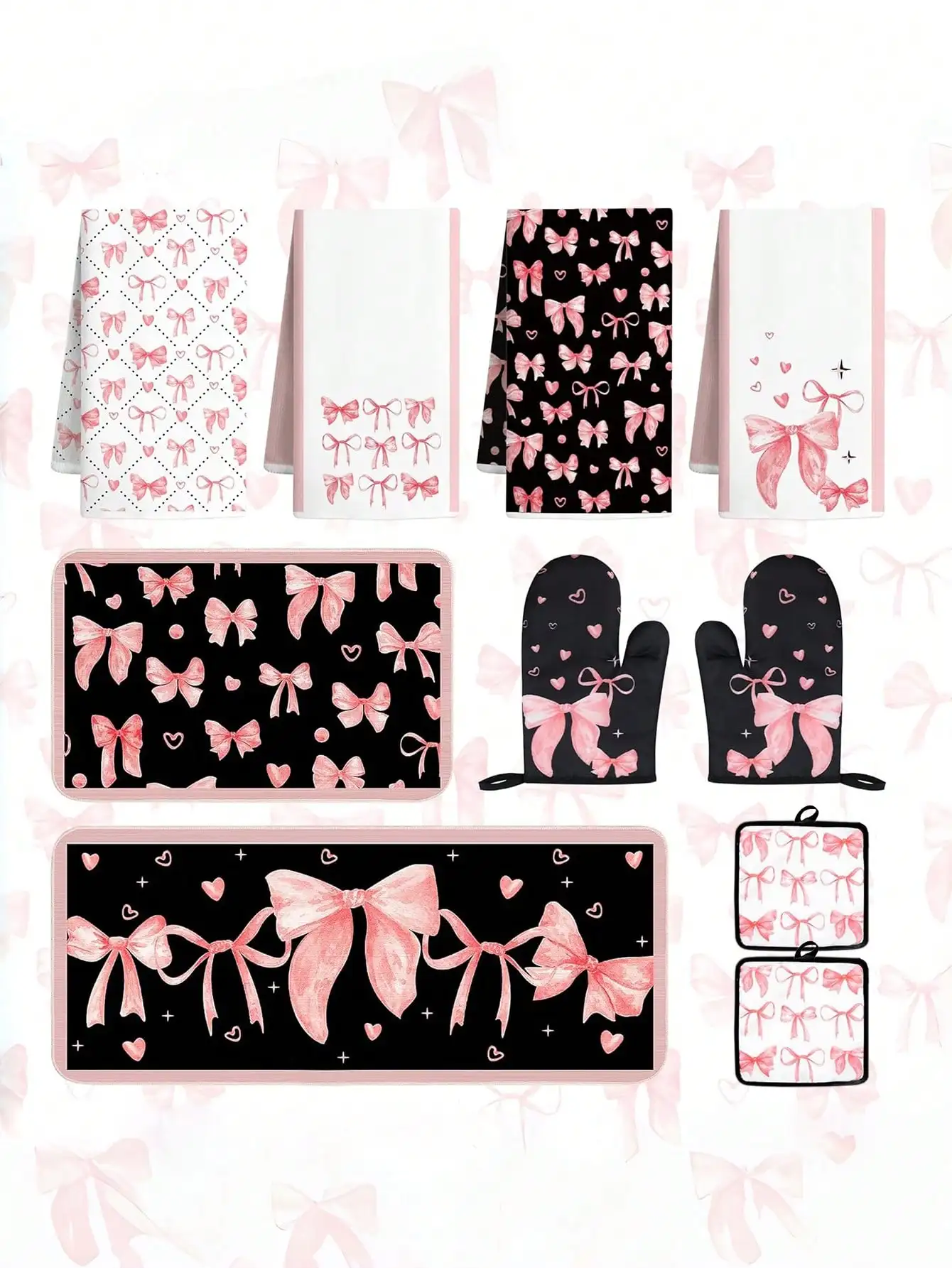 10PCS Pink Bow Kitchen Accesso - Baking Kitchen Set 评论和价格
