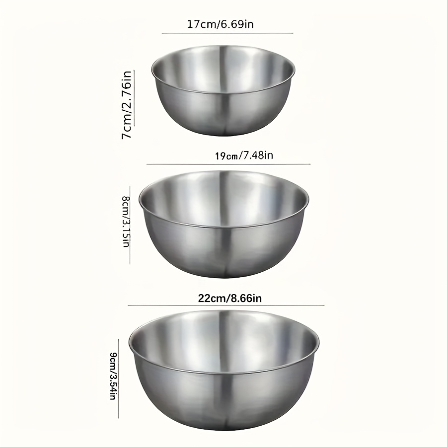 3pcs Stainless Steel Salad Bow - Baking Kitchen Set 评论和价格