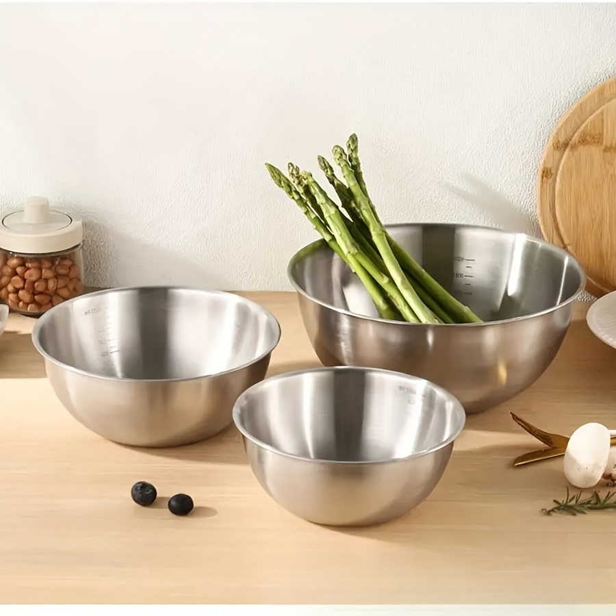3pcs Stainless Steel Salad Bow - Baking Kitchen Set 评论和价格